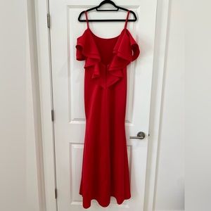 New Betsy & Adams red maxi dress with ruffle sleeves